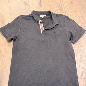Burberry Gray Polo with Check Detail